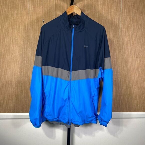 Nike Men's Running Reflective Windbreaker Beach Jacket Colorblock Blue XL - Picture 1 of 6